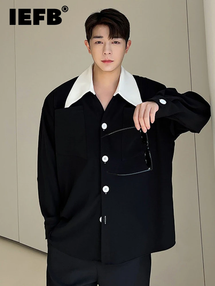 IEFB Men's Casual Large Collar Shirt 2022 Long Sleeve New Korean Style Contrast Color V-Neck Loose Fashionable Blouse 9A2141
IEFB Men's Casual Large Collar Shirt 2022 Long Sleeve New Korean Style Contrast Color V-Neck Loose Fashionable Blouse 9A2141