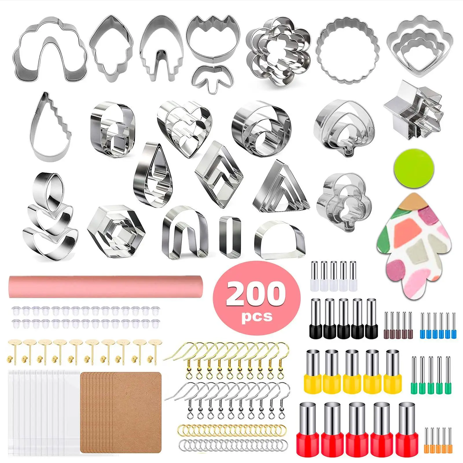200pcs Steel Polymer Clay Earring Cutters Baking Mould Handmade DIY Craft for Kitchen Baking Jewelry Making Cake
200pcs Steel Polymer Clay Earring Cutters Baking Mould Handmade DIY Craft for Kitchen Baking Jewelry Making Cake