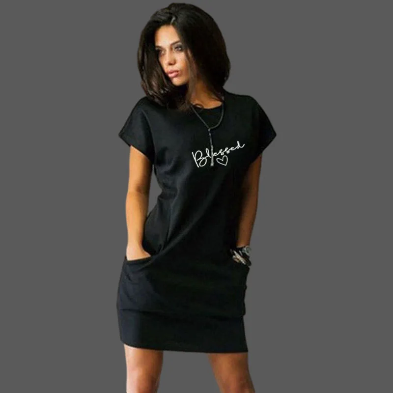 Fashion Summer Round Neck Long Shirt Dresses Ladies Print Slim Short Sleeve Above Knee T-shirt Sexy Mini Dress S-2XL
Fashion Summer Round Neck Long Shirt Dresses Ladies Print Slim Short Sleeve Above Knee T-shirt Sexy Mini Dress S-2XL