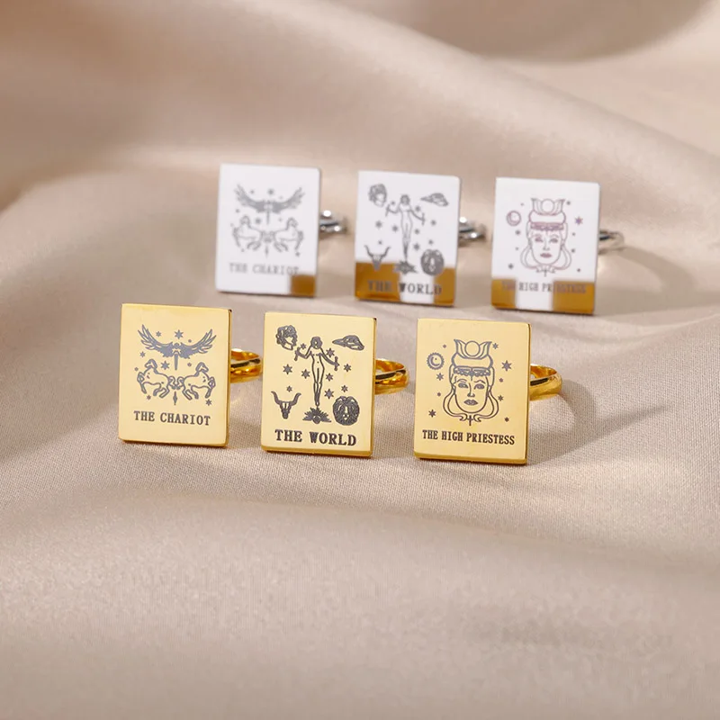 Vintage Tarot Cards Rings For Women Men Stainless Steel Ring Amulet Esotericism Finger Rings Wedding Jewelry Bague Femme
Vintage Tarot Cards Rings For Women Men Stainless Steel Ring Amulet Esotericism Finger Rings Wedding Jewelry Bague Femme