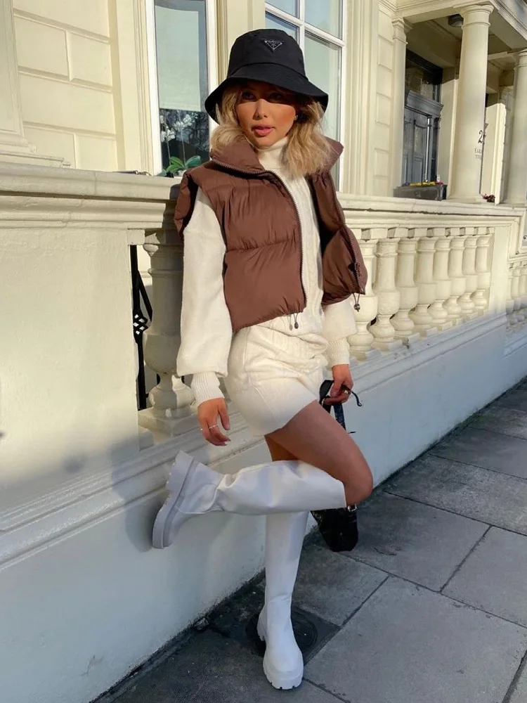 Brown Cropped Vest Coat Women 2021 Winter Fashion Female Stand Collar Zipper Waistcoat Ladies Casual Outerwear
Brown Cropped Vest Coat Women 2021 Winter Fashion Female Stand Collar Zipper Waistcoat Ladies Casual Outerwear