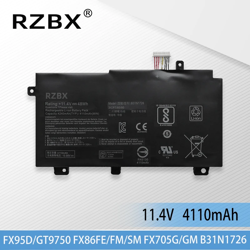

RZBX 48WH B31N1726 Laptop Battery For Asus FX504GD FX504GM FX80 FX80GD FX80GM FX86 FX86FM FX86FE FX504GE FX505 TUF565GD TUF554G