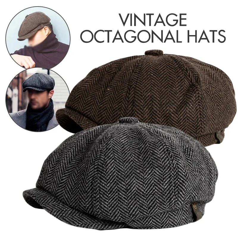 Men Retro Beret Spring Autumn Casual Wool Blend British Octagon Hat Vintage Herringbone Tweed Men Newsboy Hat Flat Cap
Men Retro Beret Spring Autumn Casual Wool Blend British Octagon Hat Vintage Herringbone Tweed Men Newsboy Hat Flat Cap