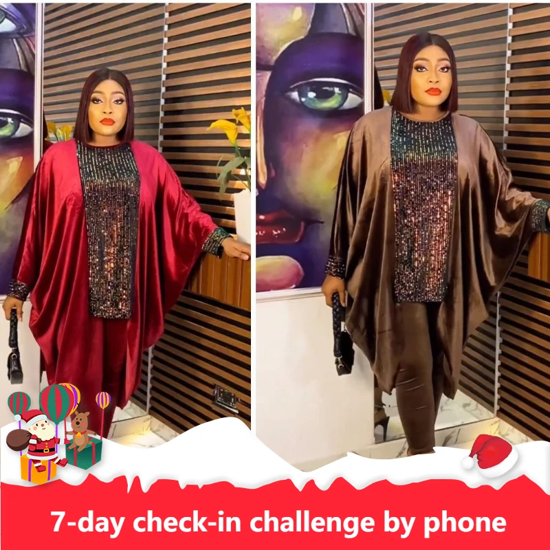Plus Size African Clothes for Women Ankara Dashiki 2 PCS Set Sequin Outfits 2023 Autumn Fashion Velvet Tops Pants Trousers Suits
Plus Size African Clothes for Women Ankara Dashiki 2 PCS Set Sequin Outfits 2023 Autumn Fashion Velvet Tops Pants Trousers Suits