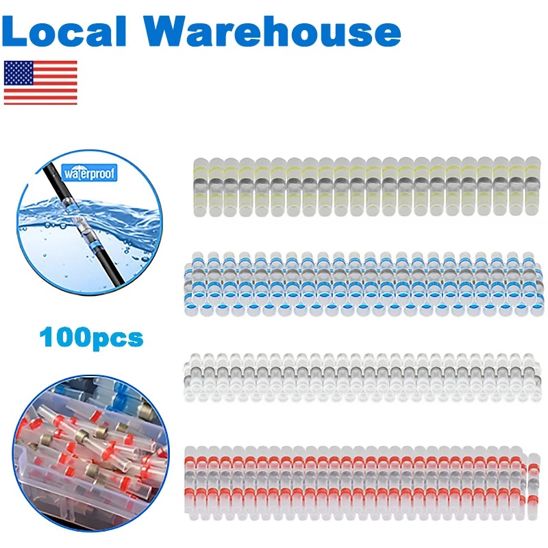 100PCS Heat Shrink Connectors for Wires Electric Shrink Tube Soldering Cable Connector Insulated Waterproof Terminals with Box
100PCS Heat Shrink Connectors for Wires Electric Shrink Tube Soldering Cable Connector Insulated Waterproof Terminals with Box