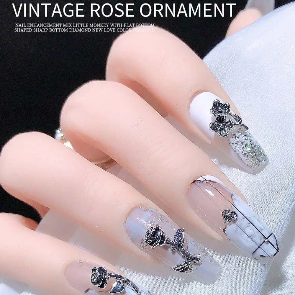 10Pcs/Set Japanese Retro Metal Rose Flowers Nail Rhinestones 3D Silver Black Nail Art Decorations for Girls Manicure Accessories
10Pcs/Set Japanese Retro Metal Rose Flowers Nail Rhinestones 3D Silver Black Nail Art Decorations for Girls Manicure Accessories