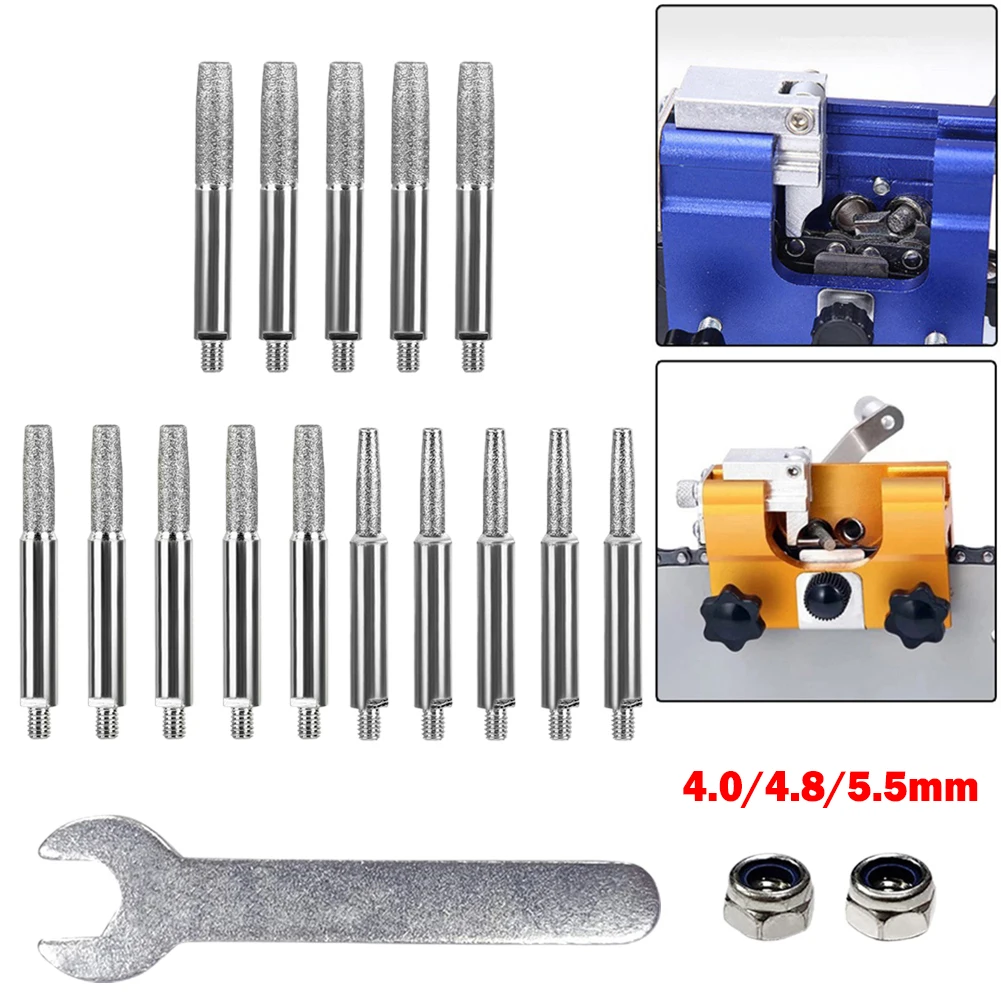 5 Pcs Grinding Head W/ Wrench Diamond Coated Polishing Burring Bit 4/5/6mm For Chainsaw Sharpener Garden Tools Accessories
5 Pcs Grinding Head W/ Wrench Diamond Coated Polishing Burring Bit 4/5/6mm For Chainsaw Sharpener Garden Tools Accessories