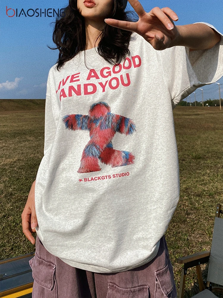 Women T Shirt Summer Baggy Printed Letter Short Sleeve Top Y2k Round Neck Casual Straight T Shirt Female Clothing Streetwear New
Women T Shirt Summer Baggy Printed Letter Short Sleeve Top Y2k Round Neck Casual Straight T Shirt Female Clothing Streetwear New