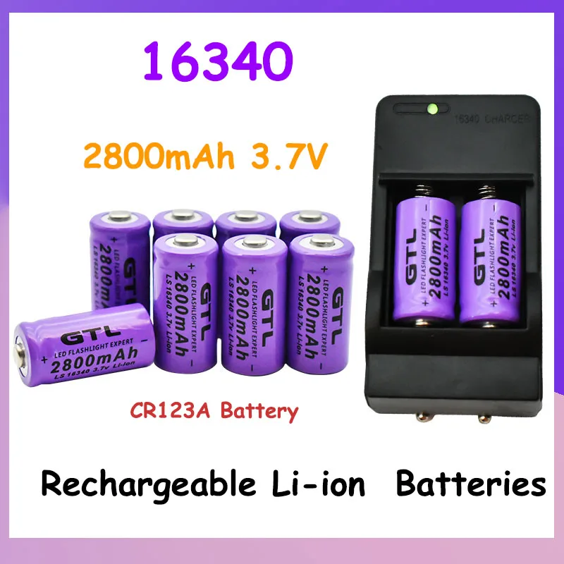 2800mAh Rechargeable 3.7V Li-Ion 16340 Battery CR123A Battery for LED Torch Travel Wall Charger CR123A Battery Portable Battery
2800mAh Rechargeable 3.7V Li-Ion 16340 Battery CR123A Battery for LED Torch Travel Wall Charger CR123A Battery Portable Battery
