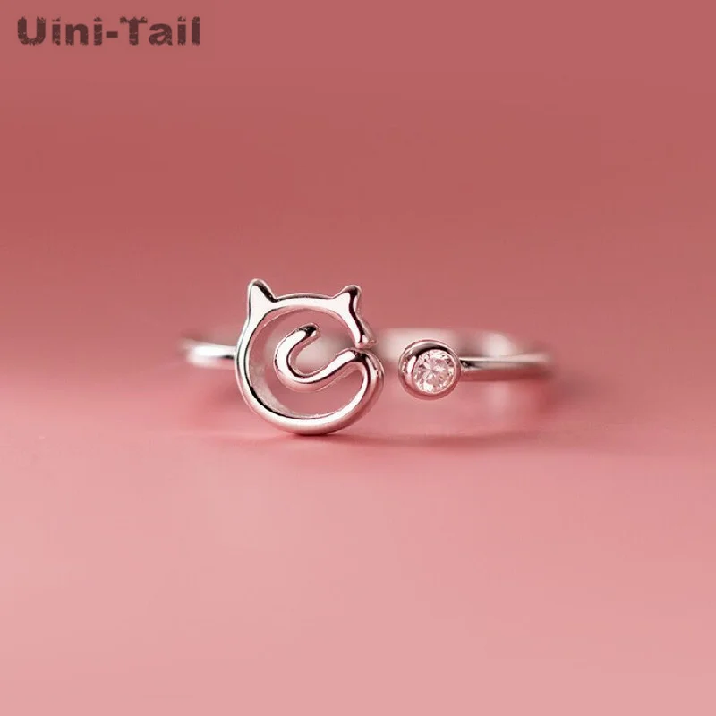 Uini-Tail hot selling new 925 silver simple cute kitten open ring fashion trend dynamic sweet adjustable high quality jewelry
Uini-Tail hot selling new 925 silver simple cute kitten open ring fashion trend dynamic sweet adjustable high quality jewelry