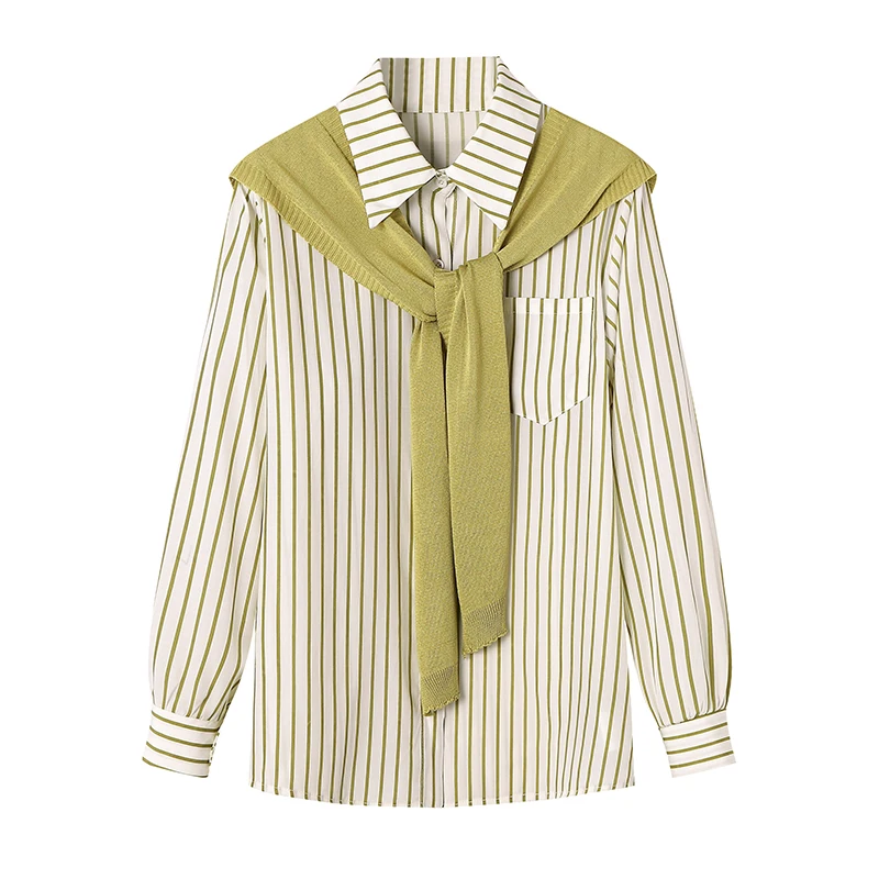 Superaen Shipped New Knitted Spliced Striped Shirt Women's Autumn Lapel Shirt Top Two Piece Tops
Superaen Shipped New Knitted Spliced Striped Shirt Women's Autumn Lapel Shirt Top Two Piece Tops