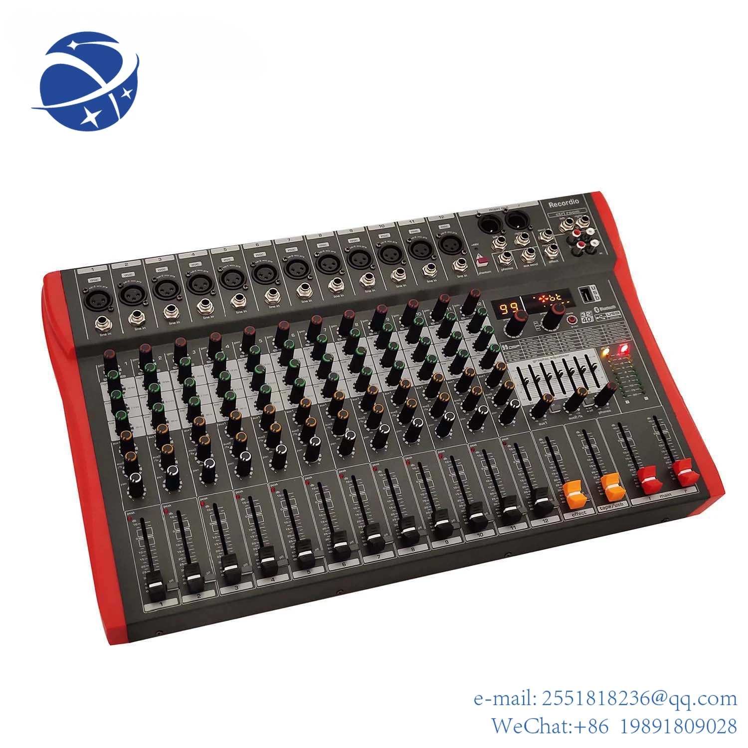 

YYHC GAX-CY12 Professional 12-channel Sound Mixing Console With Blueteeth Sound Mixer Audio 99 DSP Effects Phantom Power 48V USB