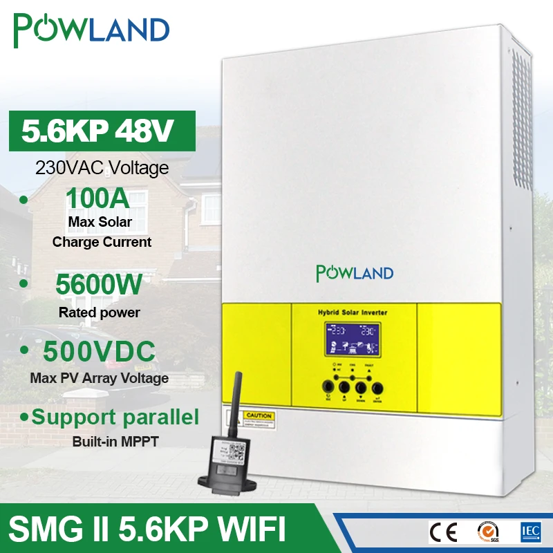POWLAND Solar Inverter 5.6KW 48VDC 230vdc 100A MPPT Solar Charger 5500W PV Pure Sine Wave Off grid Inverter Support Parallel
POWLAND Solar Inverter 5.6KW 48VDC 230vdc 100A MPPT Solar Charger 5500W PV Pure Sine Wave Off grid Inverter Support Parallel