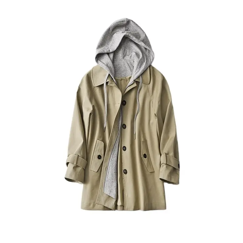 Patchwork Trench Coat for Women Safari Style Hooded 2022 Design Single Breasted Spring/Autumn 97% Cotton Windbreaker
Patchwork Trench Coat for Women Safari Style Hooded 2022 Design Single Breasted Spring/Autumn 97% Cotton Windbreaker