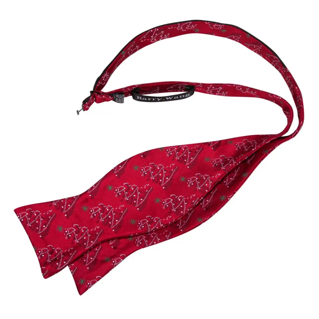 

Темно-бордовый шелковый мужской галстук-бабочка, Рождественский тканый галстук-бабочка, галстук-бабочка, запонки для мужчин, Рождественская елка, Санта-Барри. Ван