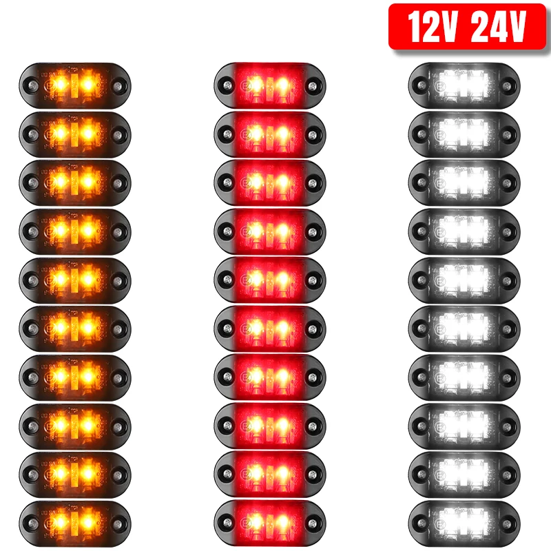 

10/20/30pcs LED Side Marker Light 12V 24V Trailer Light Turn Signal Lamp Warning Stop For Truck Car Tractor Pickup ATV Van Bus