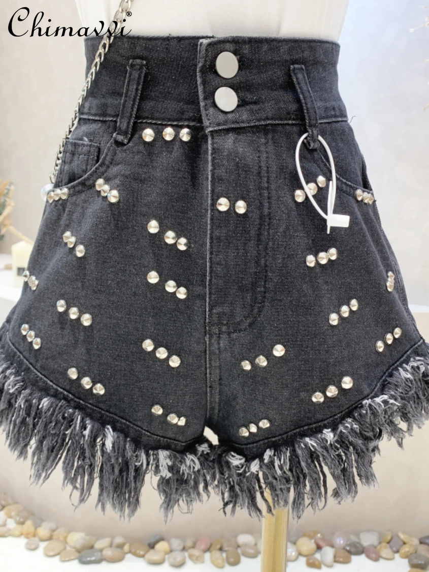 2022 Summer New Korean Style Fashion High Waist Sexy Rivet Tassel Denim Shorts Women's Streetwear Slimming Wide Leg Hot Pants
2022 Summer New Korean Style Fashion High Waist Sexy Rivet Tassel Denim Shorts Women's Streetwear Slimming Wide Leg Hot Pants