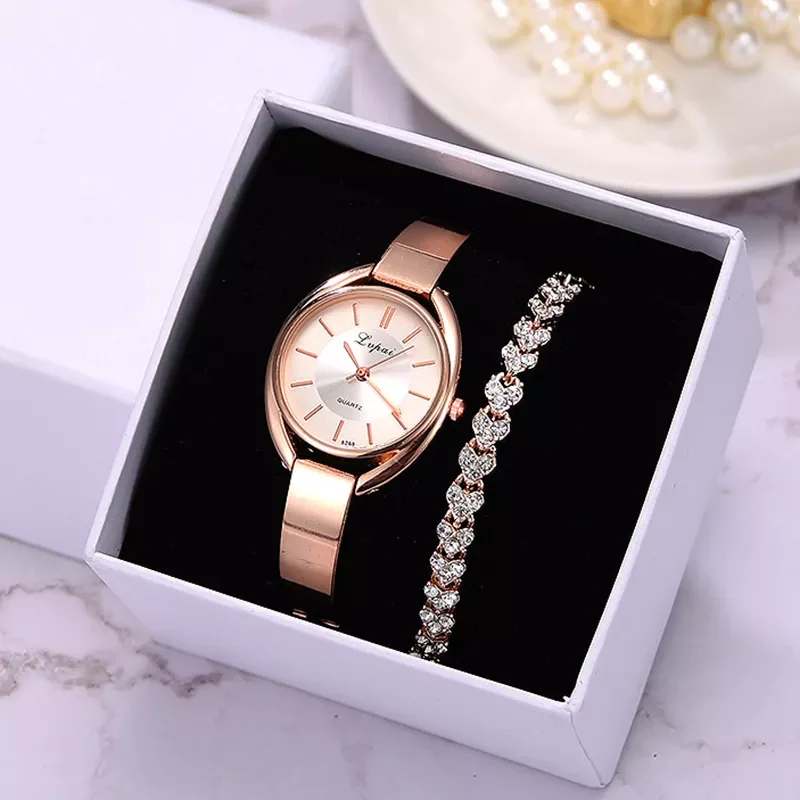 Brand 2pcs Set Women Bracelet Watches Fashion Women Dress Ladies Wrist Watch Luxury Rose Gold Quartz Watch Set Dropshiping
Brand 2pcs Set Women Bracelet Watches Fashion Women Dress Ladies Wrist Watch Luxury Rose Gold Quartz Watch Set Dropshiping