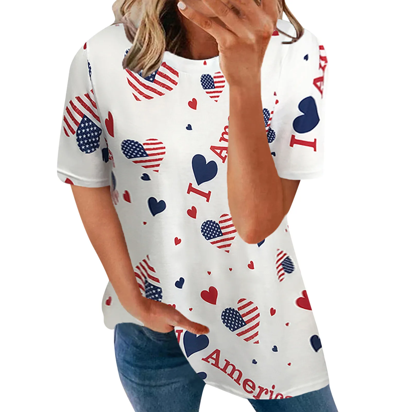 Women's Short Sleeve Shirt Floral Independence Day Tops For Women Round Neck Tee Shirts Femme Tops Camisetas De Mujer Топы
Women's Short Sleeve Shirt Floral Independence Day Tops For Women Round Neck Tee Shirts Femme Tops Camisetas De Mujer Топы