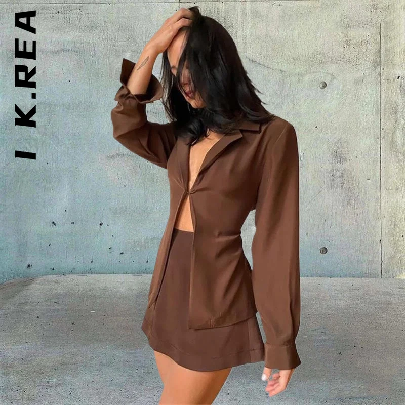 I K.Rea New Women Set Soft Brown Long Sleeve Top High Waist Skirt Turn-down Collar Button Two Piece Set Women's Tracksuit Set
I K.Rea New Women Set Soft Brown Long Sleeve Top High Waist Skirt Turn-down Collar Button Two Piece Set Women's Tracksuit Set