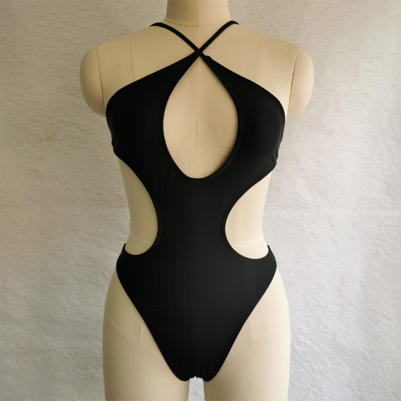 

Womens Sexy One Piece Swimsuits Plunge V-Neck Bathing-Suits Back Lace-Up Monokini Hollow-Cutout Criss Cross-Swimwear