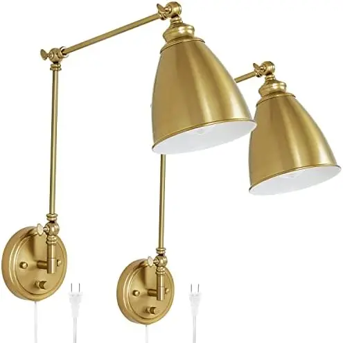 Set of Two Gold Swing Arm Lamp with Plug in Cord Mounted Light (2 Pack)
Set of Two Gold Swing Arm Lamp with Plug in Cord Mounted Light (2 Pack)