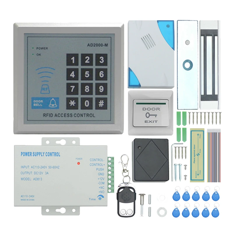 TZAD2000M-02 RFID Door Access Control System Kit,Home Security System With 280Kg Electric Magnetic Lock Power Supply Proximity D
TZAD2000M-02 RFID Door Access Control System Kit,Home Security System With 280Kg Electric Magnetic Lock Power Supply Proximity D