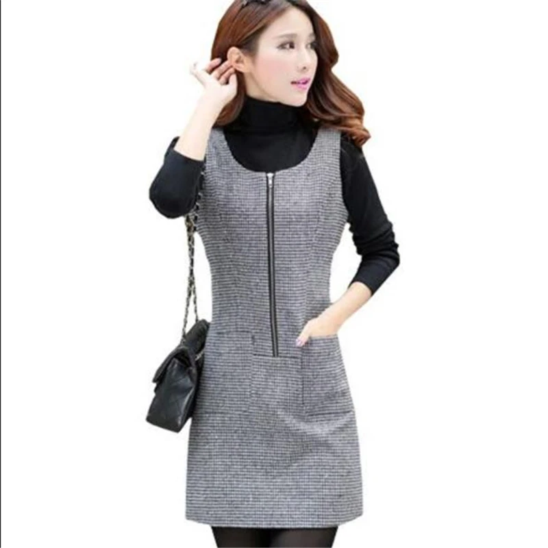 Woman Spring Solid Sleeveless Sweater O-Neck Knee-Length Loose Woolen A-Line Dresses Female Autumn Hedging Wool Dress O-Collar
Woman Spring Solid Sleeveless Sweater O-Neck Knee-Length Loose Woolen A-Line Dresses Female Autumn Hedging Wool Dress O-Collar