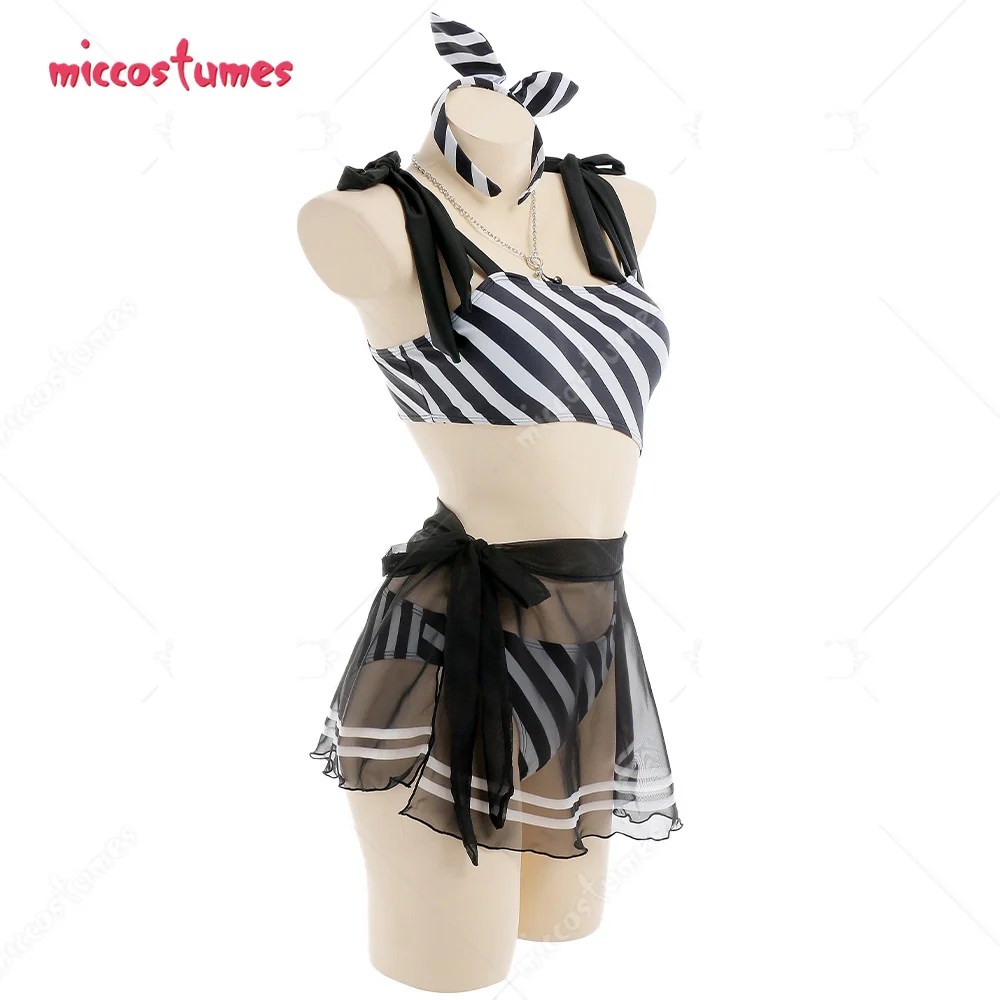 Miccostumes Swimsuits for Women Black White Stripe Bathing Suits Sexy Swimwear with Short Sarong
Miccostumes Swimsuits for Women Black White Stripe Bathing Suits Sexy Swimwear with Short Sarong