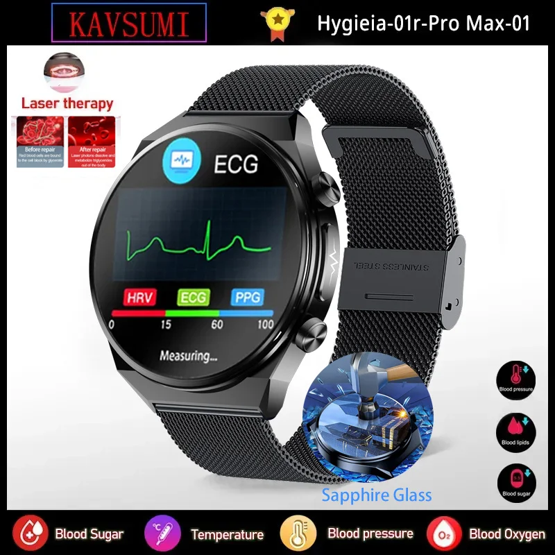 2023New Accurate Measure Blood Sugar Health Smart Watch Laser Treatment Three Highs Sapphire AG Glass ECG+PPG Smartwatch For Men
2023New Accurate Measure Blood Sugar Health Smart Watch Laser Treatment Three Highs Sapphire AG Glass ECG+PPG Smartwatch For Men