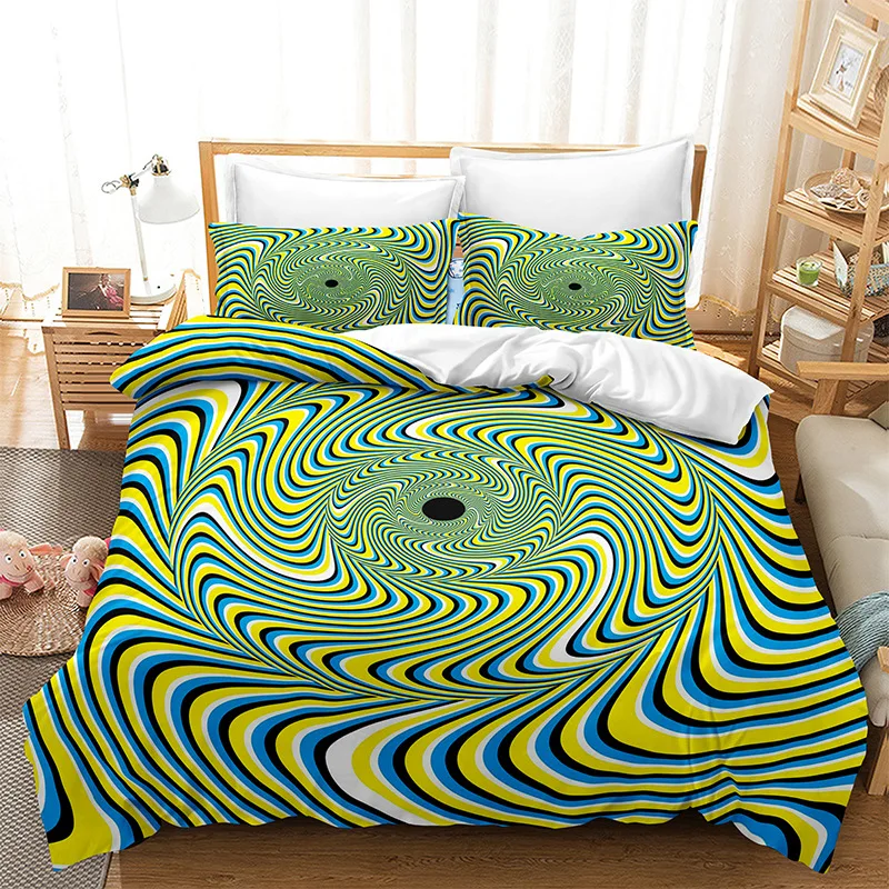 Психоделический крутящийся пододеяльник, роскошный комплект постельного белья с абстрактными геометрическими рисунками, шикарный 3D одеяло, чехол King для девочек и взрослых, украшение для спальни 
Психоделический крутящийся пододеяльник, роскошный комплект постельного белья с абстрактными геометрическими рисунками, шикарный 3D одеяло, чехол King для девочек и взрослых, украшение для спальни