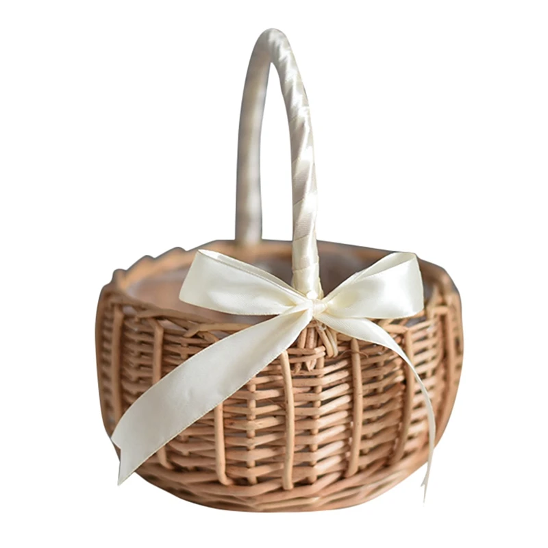 3X Wicker Woven Flower Basket, With Handle And White Ribbon, Wedding Flower Girl Baskets, For Home Garden Decoration(L)
3X Wicker Woven Flower Basket, With Handle And White Ribbon, Wedding Flower Girl Baskets, For Home Garden Decoration(L)