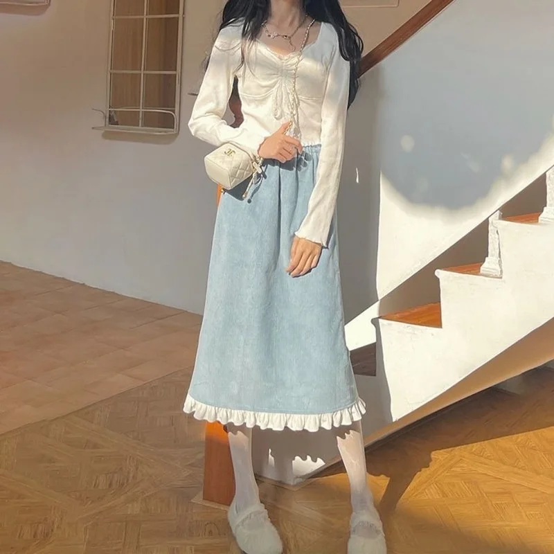 Corduroy Fashion High Waist Skirt Women Korean Kawaii Style Midi Skirt Ladies Autumn Winter A-line Skirts Faldas Clothes E514
Corduroy Fashion High Waist Skirt Women Korean Kawaii Style Midi Skirt Ladies Autumn Winter A-line Skirts Faldas Clothes E514