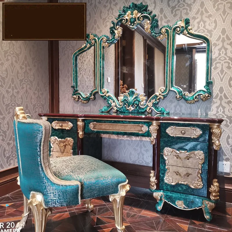 French luxury solid wood dressing table European Court dressing table villa bedroom dressing stool
French luxury solid wood dressing table European Court dressing table villa bedroom dressing stool