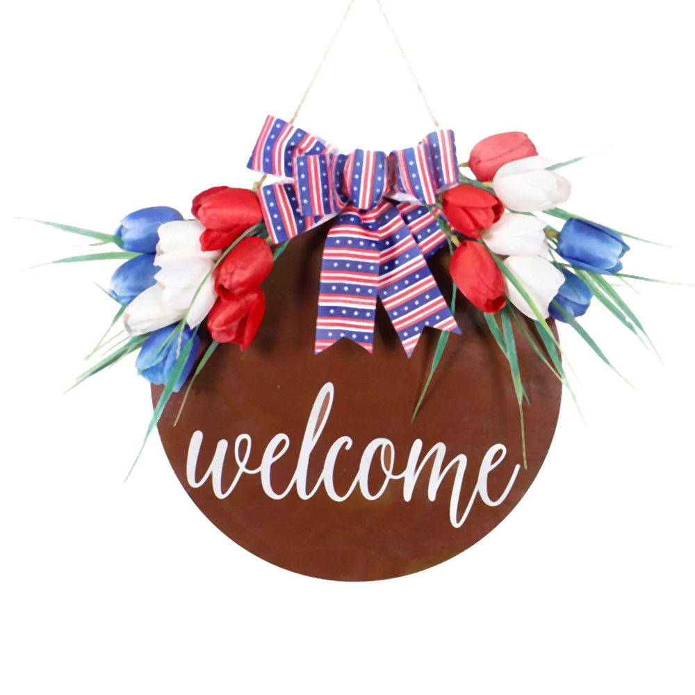 Tulip Wreath Welcome Sign for Front Porch - Rustic Wooden Door Hanging Farmhouse Front Door Decorations for Home
Tulip Wreath Welcome Sign for Front Porch - Rustic Wooden Door Hanging Farmhouse Front Door Decorations for Home
