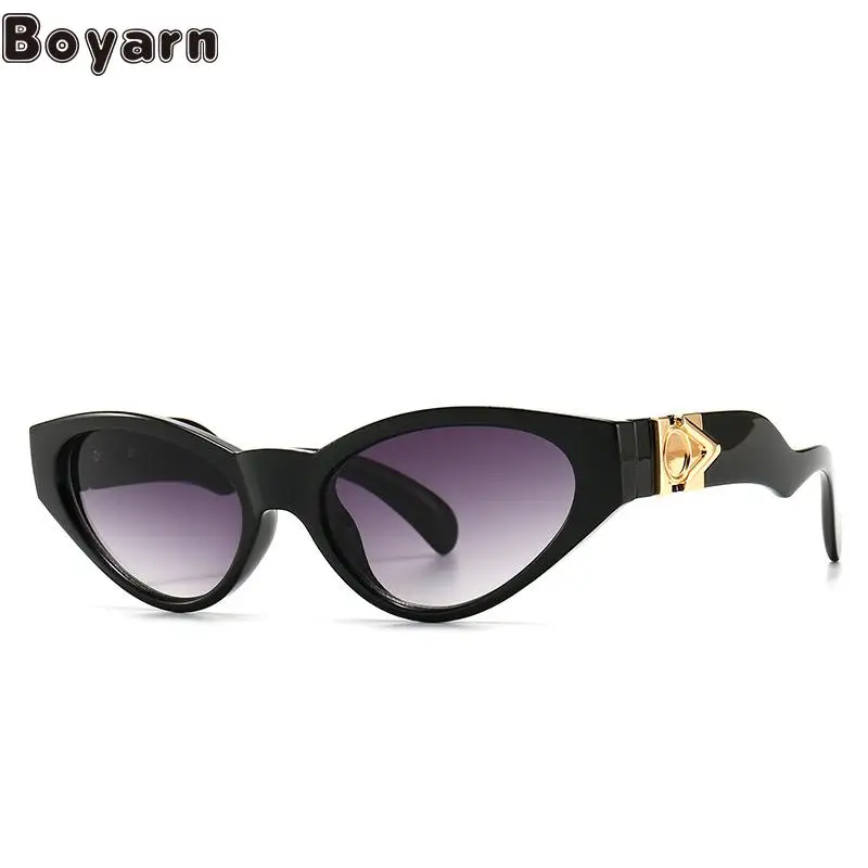 

Boyarn Eyewear Angular Cat Eye Sunglasses Modern Retro Sunglasses With Jumping Legs Gold Decorative Sunglasses