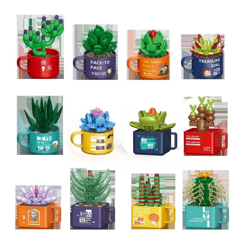 52019-52030 Assembled Building Blocks With Box Succulents Desktop Ornaments So Cute Figures For Children's Toy
52019-52030 Assembled Building Blocks With Box Succulents Desktop Ornaments So Cute Figures For Children's Toy