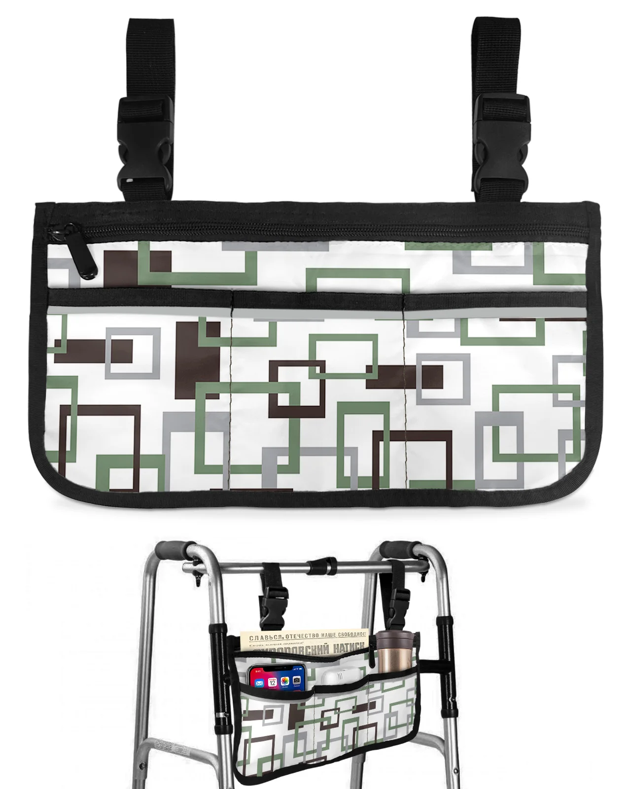 Mid Century Modern Abstract Geometry Green White Wheelchair Bag Armrest Side Bags Electric Scooter Walking Frame Storage Pouch
Mid Century Modern Abstract Geometry Green White Wheelchair Bag Armrest Side Bags Electric Scooter Walking Frame Storage Pouch