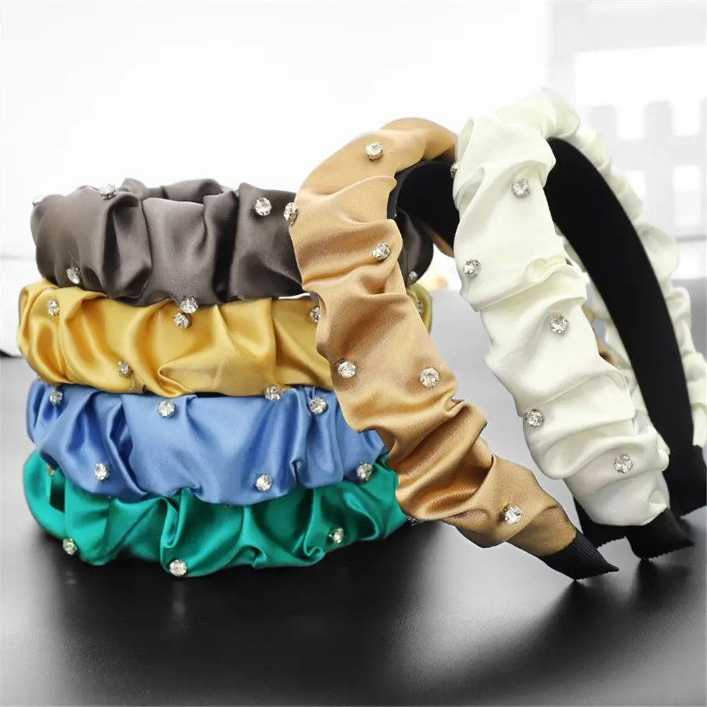 Trendy Women Colorful Solid Color Designer Hairbands Rhinestone Wide Hairband Cloth Hair Hoop Folds Pattern
Trendy Women Colorful Solid Color Designer Hairbands Rhinestone Wide Hairband Cloth Hair Hoop Folds Pattern