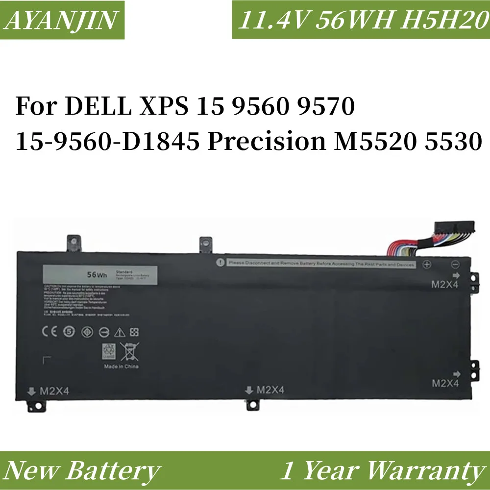 H5H20 11.4V 56WH Laptop Battery For DELL XPS 15 9560 9570 15-9560-D1845 Precision M5520 5530 62MJV M7R96 05041C 5D91C
H5H20 11.4V 56WH Laptop Battery For DELL XPS 15 9560 9570 15-9560-D1845 Precision M5520 5530 62MJV M7R96 05041C 5D91C