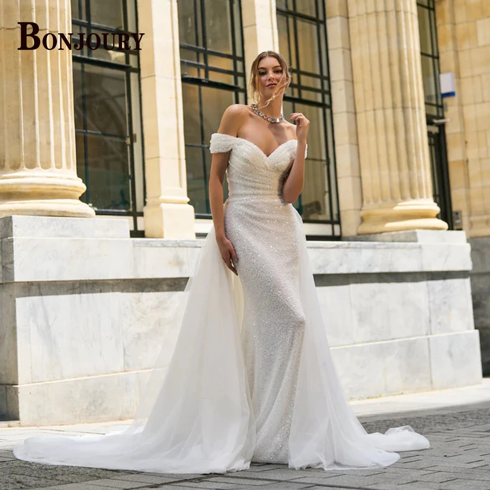 BONJOURY Luxurious 2023 Wedding Dresses For Women Mermaid Detachable-Train Sequins V-Neck Vestido De Noiva Bride Customized
BONJOURY Luxurious 2023 Wedding Dresses For Women Mermaid Detachable-Train Sequins V-Neck Vestido De Noiva Bride Customized