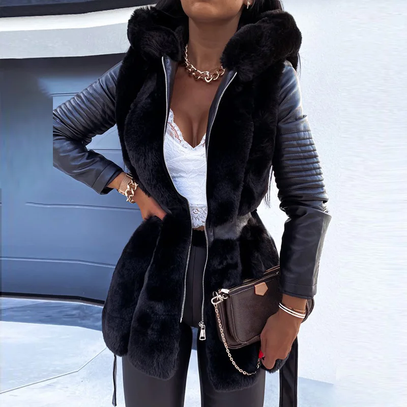 Fashion Solid Color Fur Slim Coat Women New Casual Long Sleeve Zipper Belt Jacket Commuter Office Hooded Ladies Coat Fall Winter
Fashion Solid Color Fur Slim Coat Women New Casual Long Sleeve Zipper Belt Jacket Commuter Office Hooded Ladies Coat Fall Winter