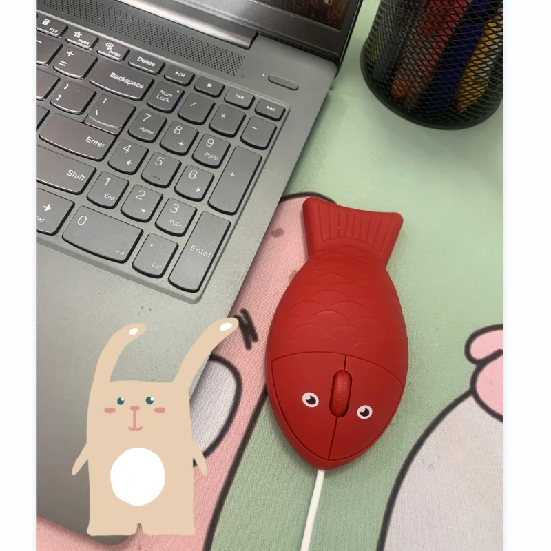 

Милая мультяшная проводная usb мышь с красной рыбой для ноутбука, компьютера, ПК, забавная Студенческая мышь, креативные подарки