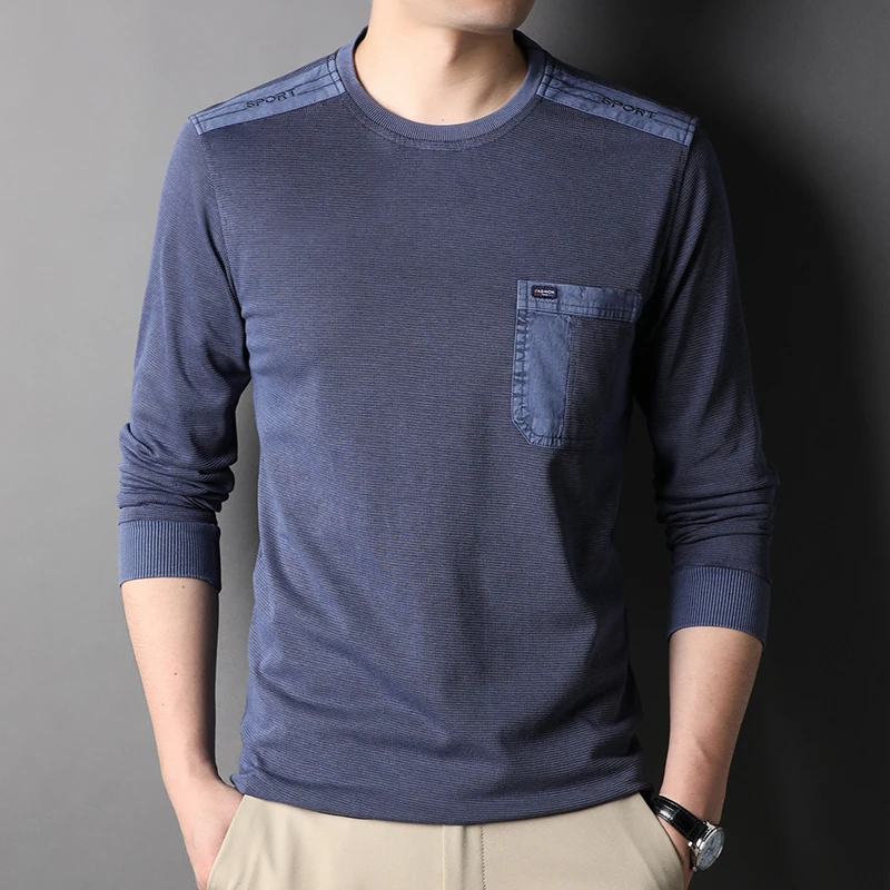 Футболка мужская с круглым вырезом, модная Повседневная рубашка с длинными рукавами, с 3D карманами, уличная одежда в ретро стиле, осень
Футболка мужская с круглым вырезом, модная Повседневная рубашка с длинными рукавами, с 3D карманами, уличная одежда в ретро стиле, осень