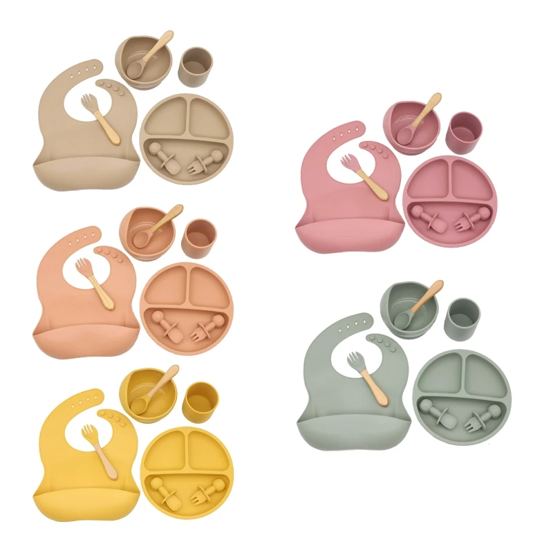 8 Pcs Baby Silicone Bib Divided Dinner Plate Suction Bowl Spoon Fork Cup Set Training Feeding Utensil Dishes Tableware Kit
8 Pcs Baby Silicone Bib Divided Dinner Plate Suction Bowl Spoon Fork Cup Set Training Feeding Utensil Dishes Tableware Kit
