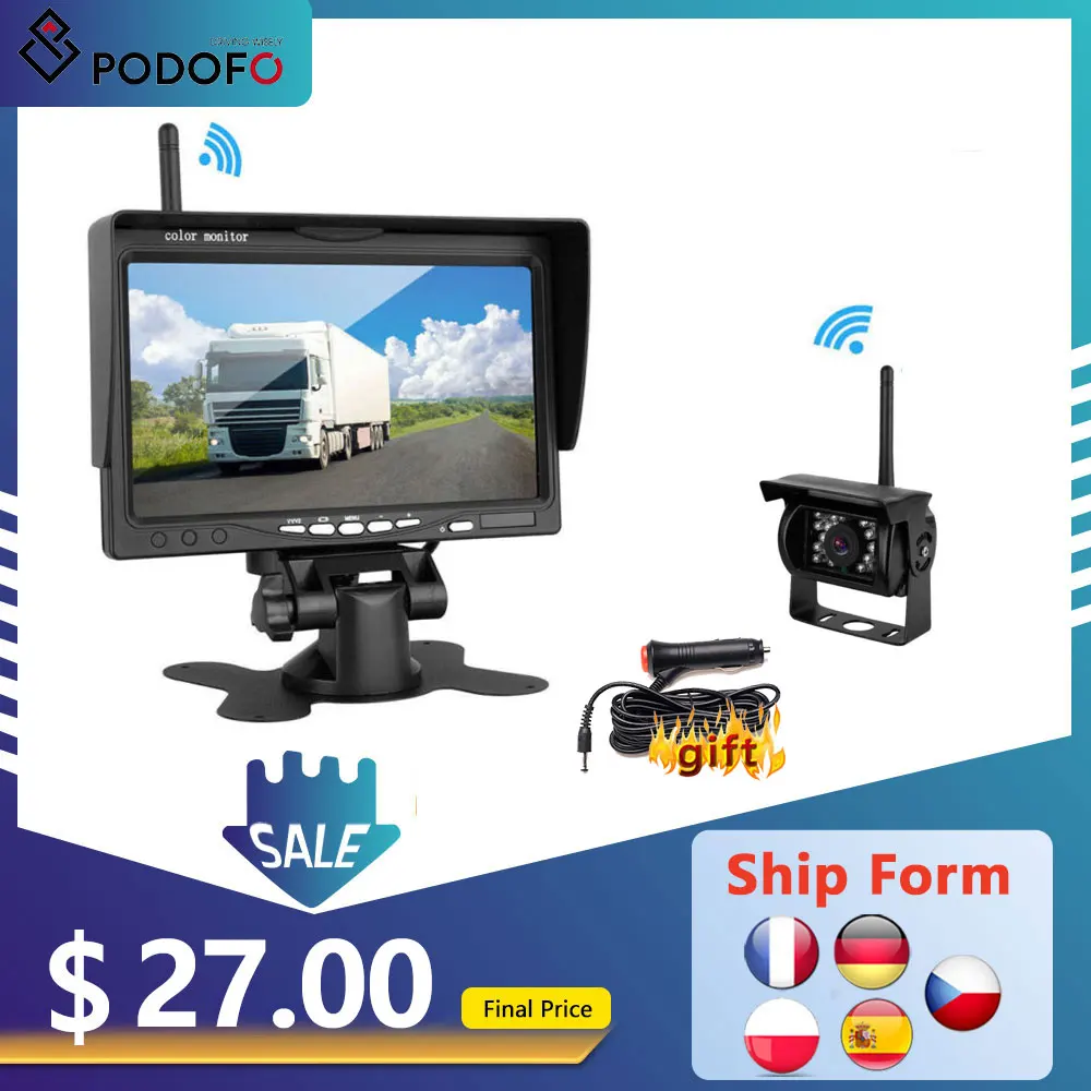 Podofo 7" HD TFT LCD Car Monitor+Wireless Backup Cameras System Parking Assistance Night Vision for RV Truck Trailer Bus 
Podofo 7" HD TFT LCD Car Monitor+Wireless Backup Cameras System Parking Assistance Night Vision for RV Truck Trailer Bus