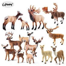 Simulation Forest Deer Figurines Moose,Elk,reindeer,Alpaca,Sika deer Action Figures Animal Model Decoration Cake Toppers Toys