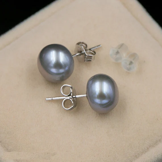 Unique Design AA Pearl Earrings,9-10mm Genuine Gray Freshwater Pearl Silver Stud Earring,Bridal Birthday Happiness Women Gift
Unique Design AA Pearl Earrings,9-10mm Genuine Gray Freshwater Pearl Silver Stud Earring,Bridal Birthday Happiness Women Gift