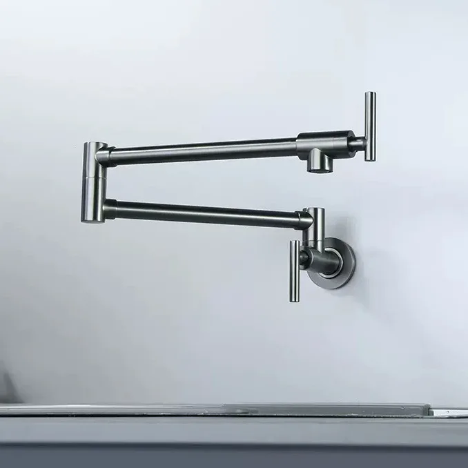 Черный настенный кран с наполнителем для кастрюли, поворотный Складной поворотный кран для кухонной раковины, матовый золотой кран с одним охлаждением для раковины 
Черный настенный кран с наполнителем для кастрюли, поворотный Складной поворотный кран для кухонной раковины, матовый золотой кран с одним охлаждением для раковины