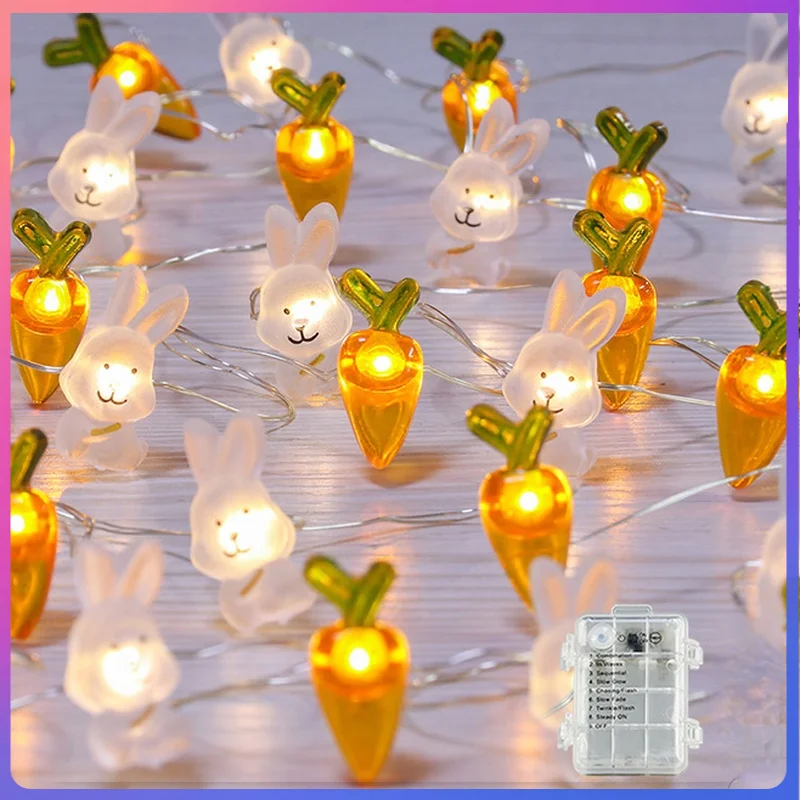 LED Bunny Carrot Light String Easter Decoration Waterproof Battery Box Cute Cartoon Lanterns New Year Holiday Party Decoration
LED Bunny Carrot Light String Easter Decoration Waterproof Battery Box Cute Cartoon Lanterns New Year Holiday Party Decoration